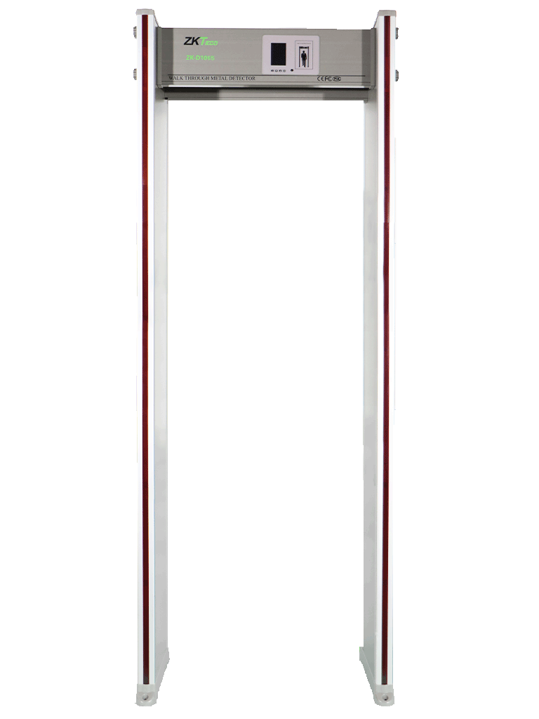 ZKTECO D1065 - Arco detector de metal con 6 zonas de detección, 100 niveles de sensibilidad, pantalla LCD de 3.5", contadores de personas y alarmas, indicadores LED en ambas vistas