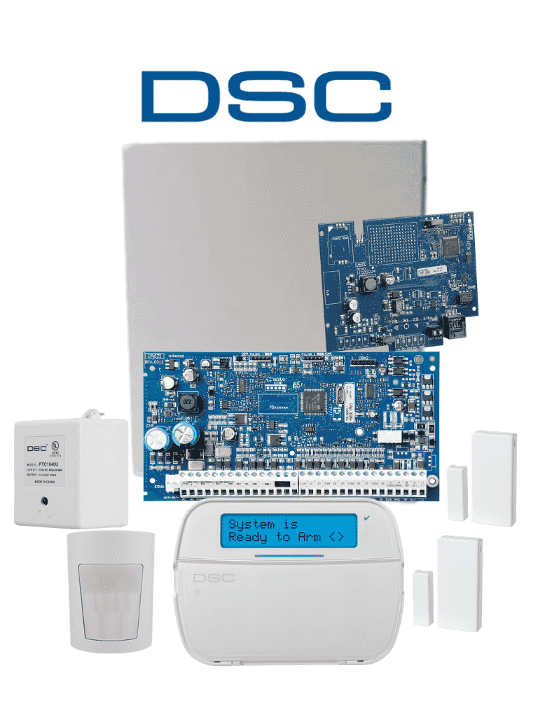 DSC NEO-RF-LCD-IP-SB Paquete NEO 32 Zonas Inalámbricas/Panel HS2032/Comunicador TL280E/Teclado ALFANUMÉRICO con TRANSCEPTOR HS2LCDRF9N/2 Contactos PG9303/Sensor Inalámbrico PGP9914/Fuente PTC1640U/Gabinete /Sin Batería/ · SKU DSC2480044