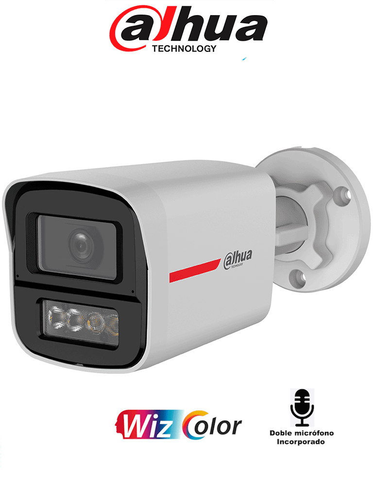DAHUA DH-HAC-HFW1249XN-A-PRO -Cámara Bullet HDCVI 2MP WizColor/HDCVI X PLUS/ Video 24 Horas a Color/ Corrección de Distorsión de Imagen mediante IA/ Iluminador Inteligente/Hasta 50m de Dist de Ilumin/Doble Mic Incorp/ 101 Grados/ — Dahua Technology · SKU DHT0290111