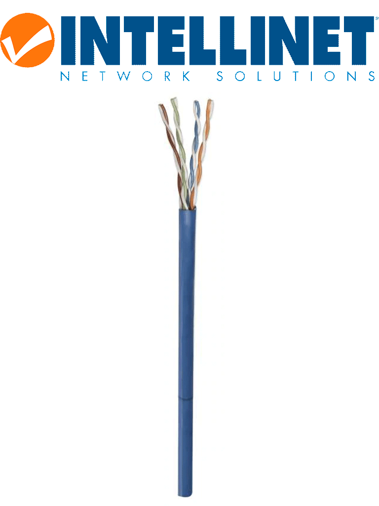 INTELLINET - 362344 - Bobina de cable UTP Cat5E CCA, Sólida, 305 m, PYME / U/UTP, 305 m, 24 AWG, Azul