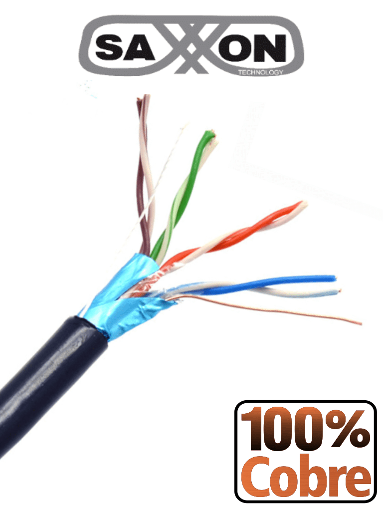 SAXXON OFTPCAT5ECOPE150N - Bobina de Cable FTP Cat5e 100% Cobre/ 150 Metros/ Blindado/ Color Negro/ Uso Exterior/ Ideal para Cableado de Redes de Datos y Video/ Cert ISO9001/ UL / RoSH/ · SKU TVD119171