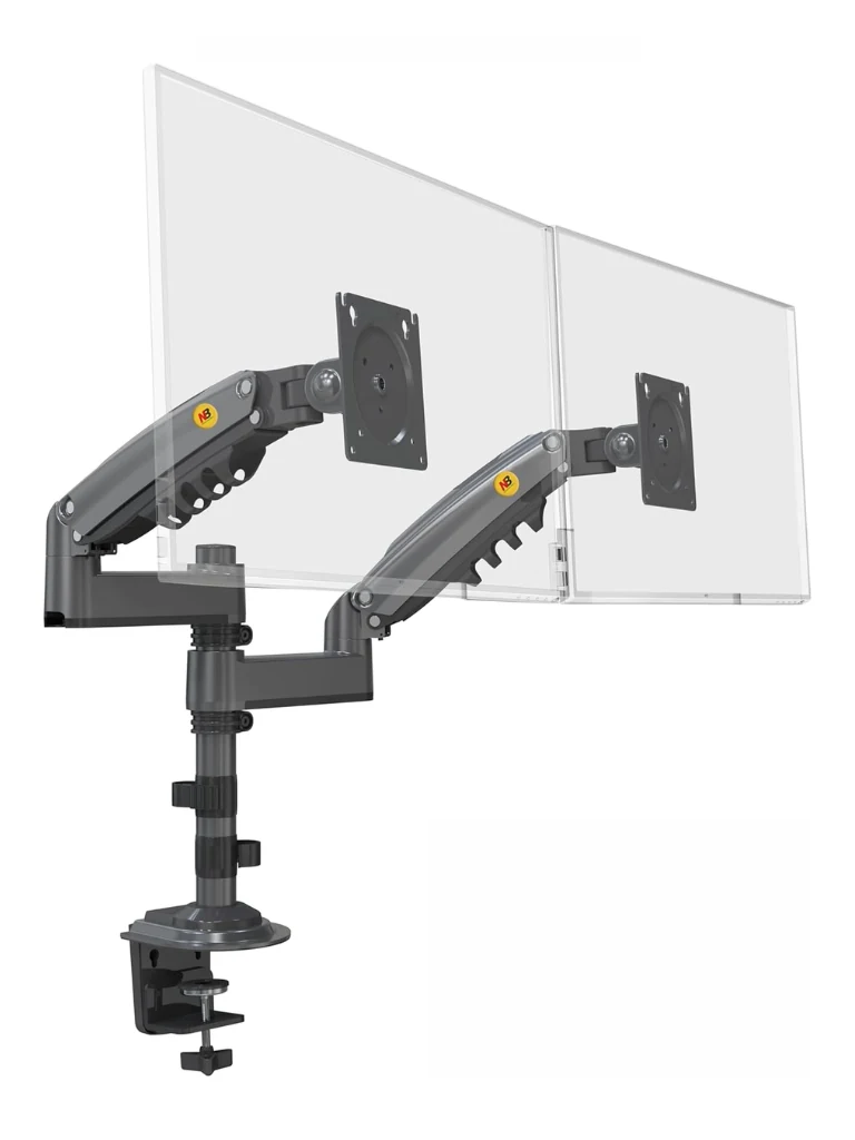 TCE H180  - Soporte de Escritorio Articulado para 2 monitores de 13 a 27" , Carga Máxima 9kg por brazo , VESA 75x75mm / 100x100mm , Ajuste de Inclinación y Rotación