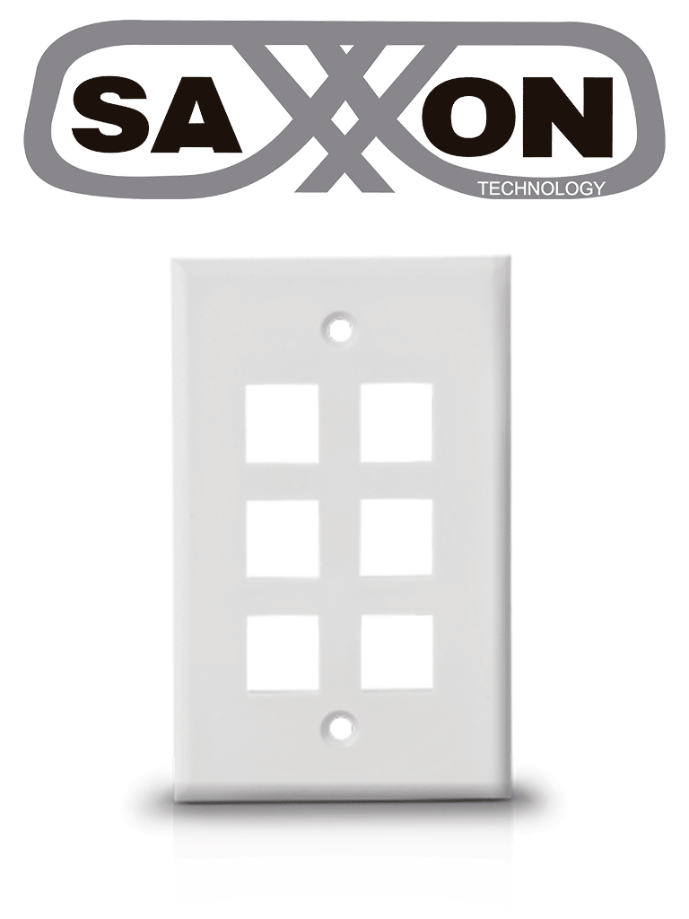 SAXXON A1756A - Placa de pared / Vertical / 6 Puertos tipo keystone / Color blanco · SKU TCE339082