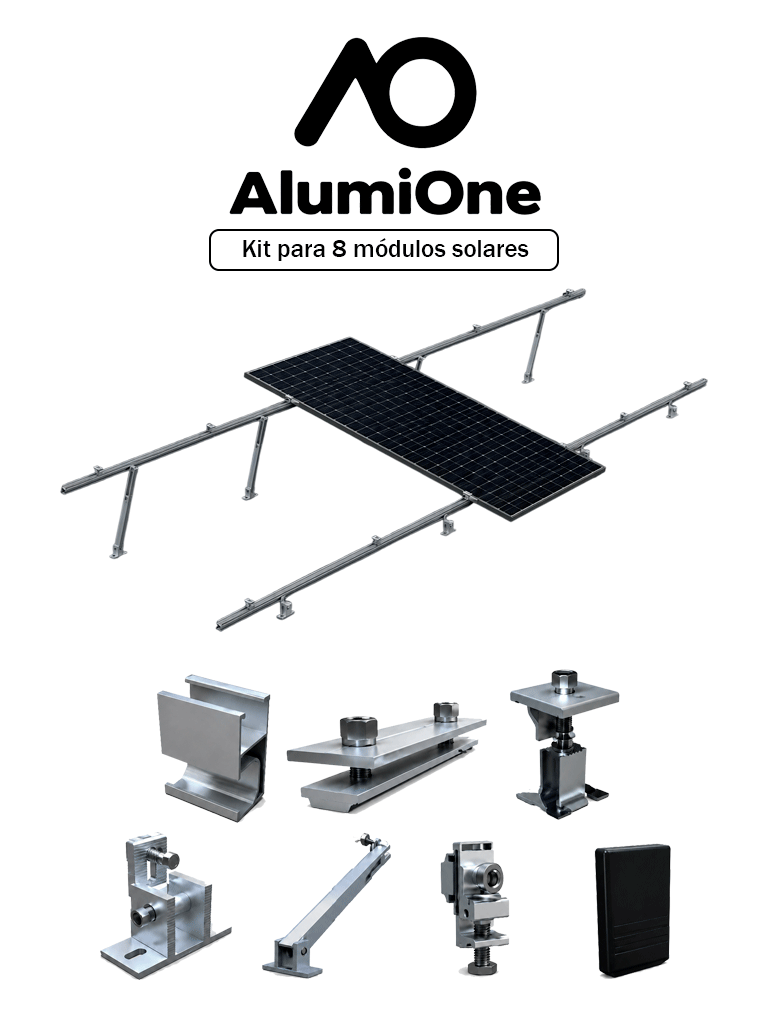 1V8 arreglo de 8 Paneles - Kit de montaje para 8 módulos solares con inclinación de 15º a 30º en vertical / dimensiones 2382 X 1134 mm / Para 8 paneles no incluidos