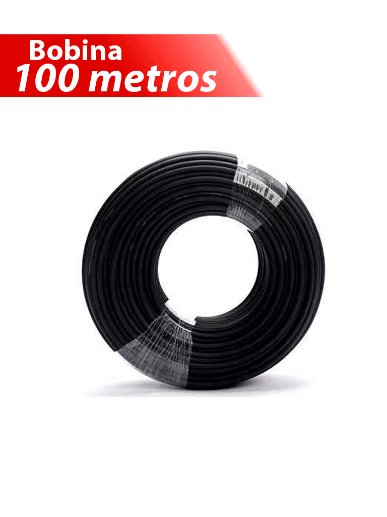 Cable Fotovoltaico carrete 100 metros lineales color Negro 6mm2 / Calibre 10AWG / Cubierta libre de halógenos cero propagación de llama / 1.0/1KVAC, 1500DC