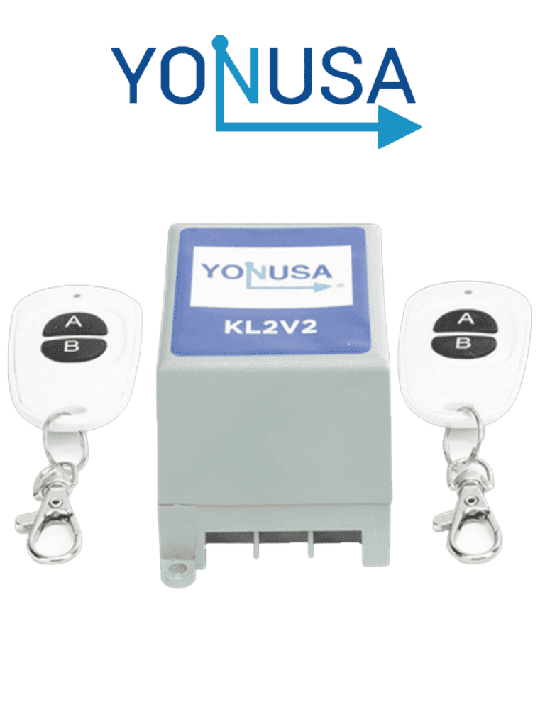 YONUSA KL2V2 -  Módulo de mando receptor y dos transmisores compatible con todos los energizadores Yonusa, conexion sencilla, armado y desarmado de cerco eléctrico