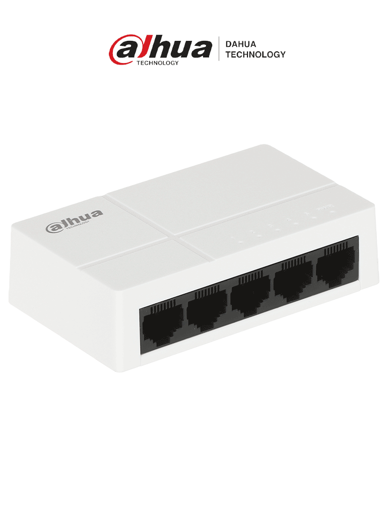 DAHUA PFS3005-5GT-L - Switch para Escritorio 5 Puertos/ Gigabit Ethernet/ 10/100/1000/ Diseño Compacto/ Capa 2/ Switching 10 Gbps/ Velocidad de Reenvio de Paquetes 7.44 Mbps/ Blanco/ — Dahua Technology · SKU DHT3700006