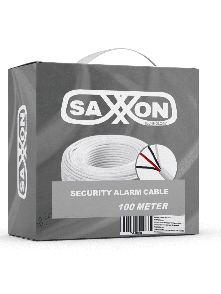 SAXXON OWAC2100J - Cable de alarma / 2 Conductores / CCA/ Calibre 22  AWG / 100 Metros / Recomendable para control de acceso / Videoportero / Audio / Reforzado