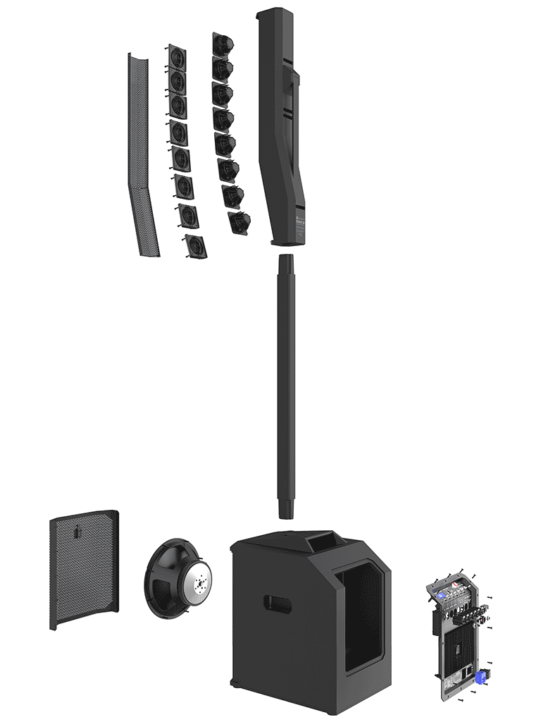 ElectroVoice M_EVOLVE50M - Sistema de Altavoz Portatil Amplificado 8CH / Bluetooth / Columna 8x3.5" / Subwoofer 12" / Negro