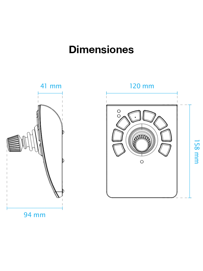 VIVOTEK AJ-001 - Control de palanca joystick para NVR, PTZ y Software VAST 2, VSS VIVOTEK con 8 teclas y conector USB