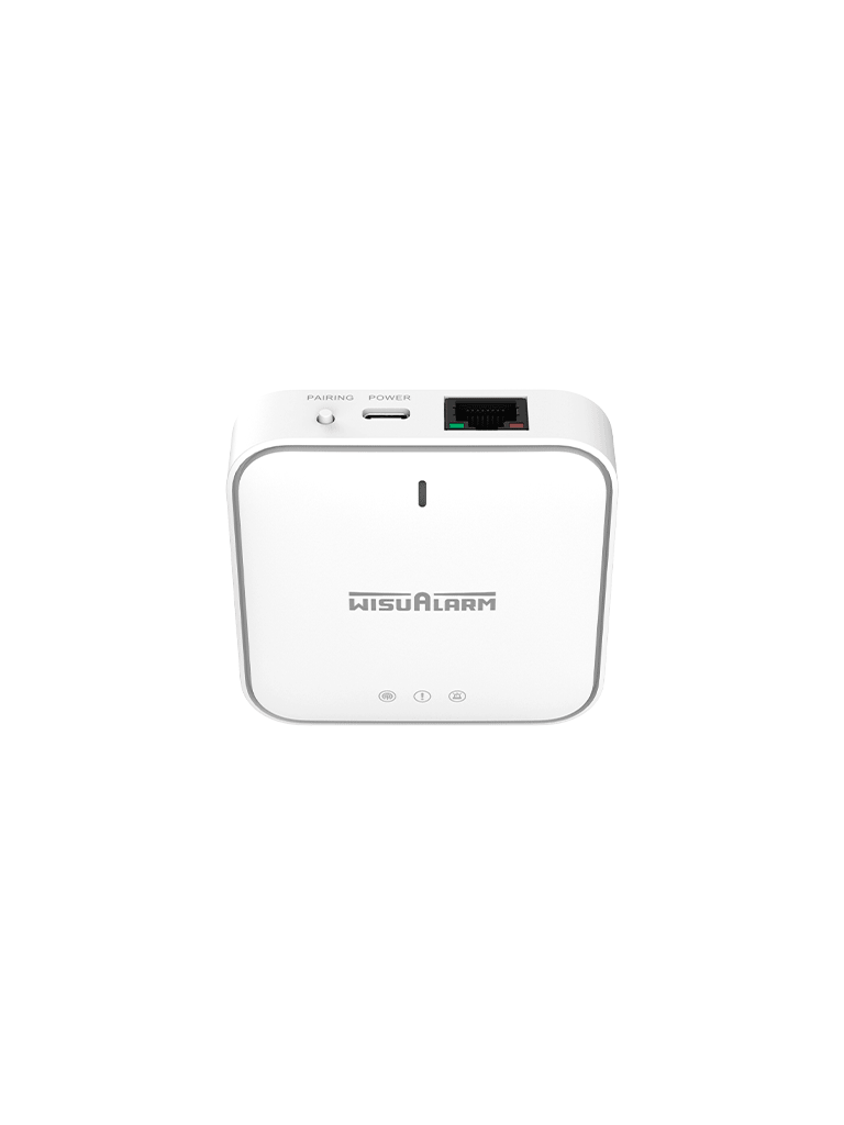 DAHUA WISUALARM DHI-HY-GW01A - Gateway Inalámbrico con comunicación dual Ethernet y WiFi, Cuenta con 4 indicadores LED, Centraliza hasta 24 dispositivos Wisulink para monitoreo a través de la nube,