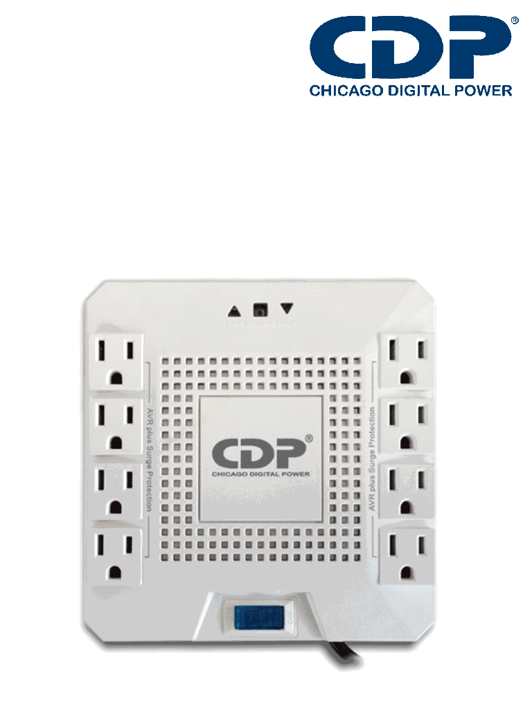CDP R-AVR1808 - Regulador para equipos electrónicos de alto consumo, 1800VA / 1000W, con 8 tomas y protección.