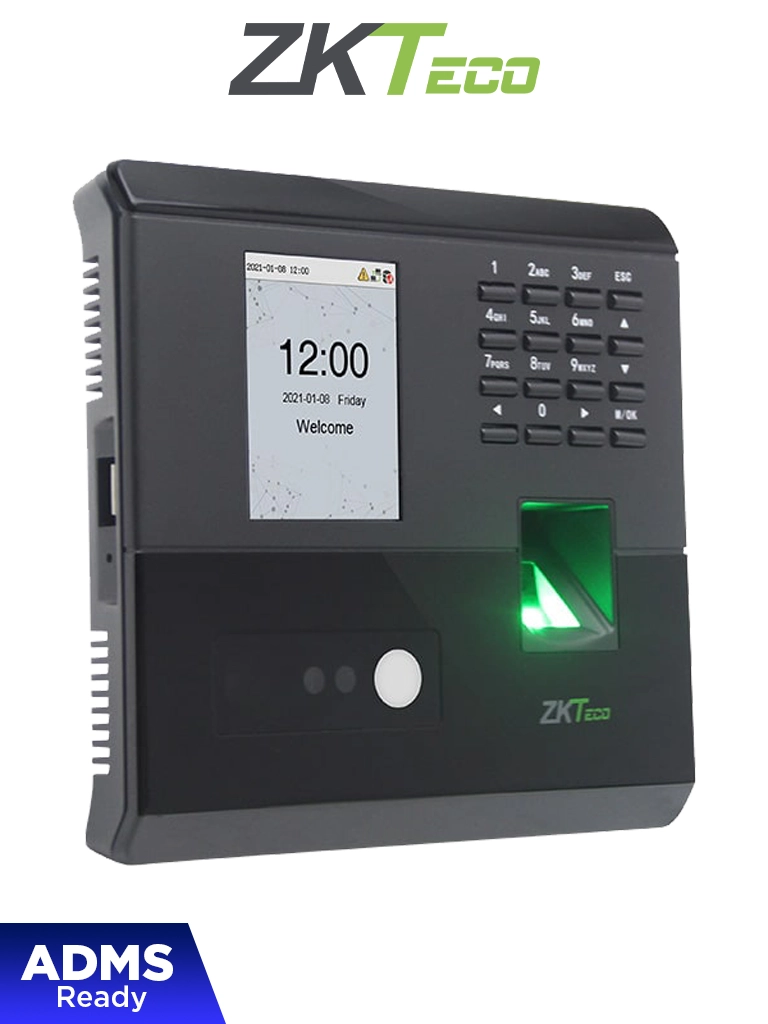 ZKTECO MB10VL - Control de Asistencia y Acceso Básico Visible Light con Autenticación Facial (100 rostros), Huella Digital BioID (500), Registro de 50,000 Eventos, Conexión TCP/IP y SSR (Reporte en Hoja de Cálculo Mediante USB) — ZKTeco · SKU ZKT0810046