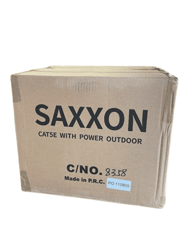 SAXXON OUTP5ECCAEXT2E - Bobina de Cable UTP Cat5e Siames/ 305 Metros/ Uso Exterior/ CCA/ UTP+Cables de Energía Cal. 18 AWG/ Doble Forro en Cable UTP/  Ideal para Cableado de Video/