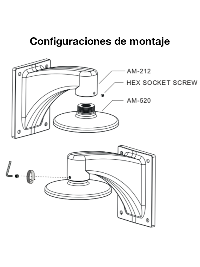 VIVOTEK AM-520_V05 - Soporte de montaje para camaras domo y fisheye, para exterior, Conector hembra 3/4" NPT,  Conector macho 1-1/2" PS