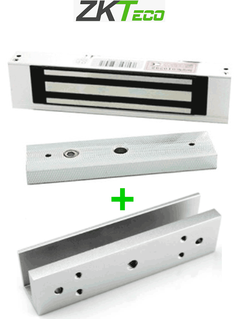 ZKTECO LMB120SU - Paquete de contrachapa magnética de 120 Kg incluye soporte de fijación en U para instalación en puertas de vidrio o cristal templado — ZKTeco · SKU ZKT0850009