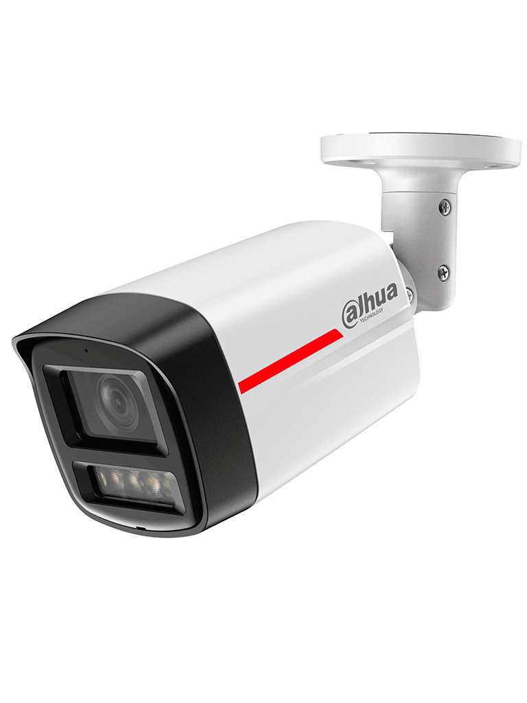 DAHUA DH-IPC-HFW2249TLP-S-LED-0280B-PRO- Cámara IP Bullet de 2MP/WizColor/ WizSense/SMD Plus/ Protección Perimetral/ Detección de movimiento inteligente/ Lente 2.8mm/  Luz Cálida 50m/ Micrófono/ Ranura para Micro SD/ IP67/