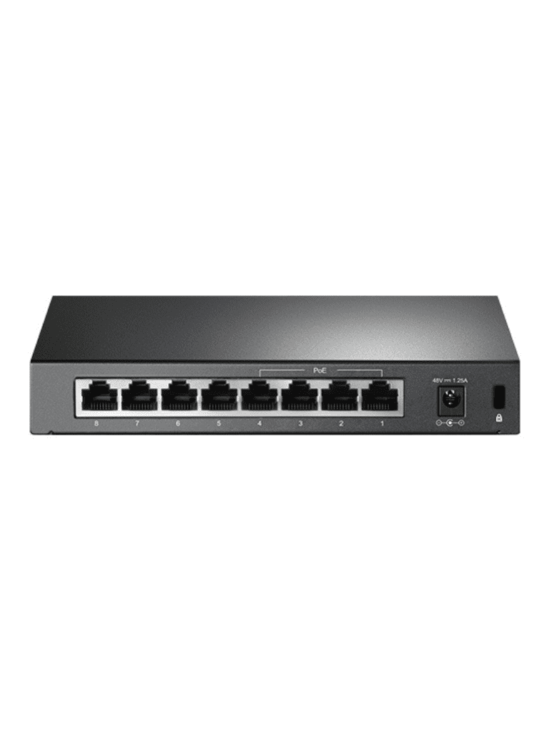 TP-LINK TL-SF1008P -Switch PoE no administrable con 8 puertos Fast Ethernet, que incluye 4 puertos PoE AF y AT. Ofrece un presupuesto PoE de hasta 66W y soporta modo extendido para conexiones de hasta 250m de longitud.