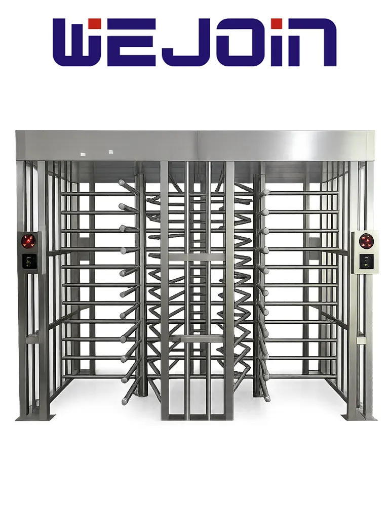 WEJOIN WJFTH613B - Torniquete de Cuerpo Completo Full Height Doble Carril para Control de Acceso / Uso Exterior / Compatible con RFID, Huella y QR / Seguridad Industrial / 5 Millones de Ciclos