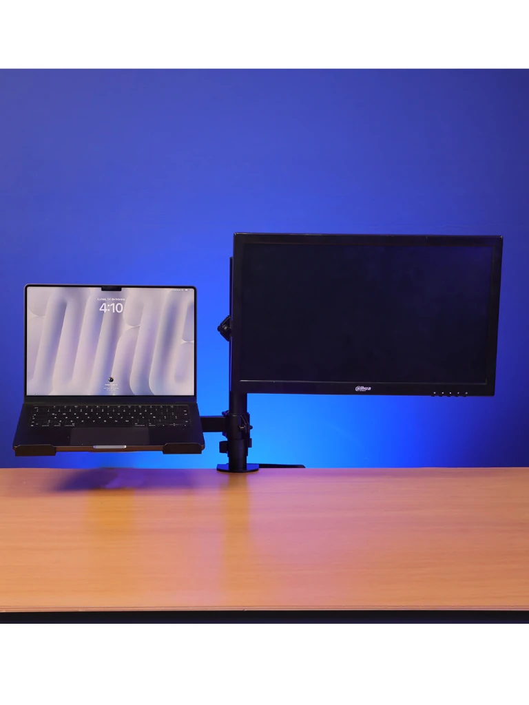 TCE LMG25NB - Soporte de Escritorio Combinado para Monitor de 13" a 32" y Laptop de 10 a 17" , Carga Máxima Monitor 8Kg ,  Ajuste de Inclinación y Rotación