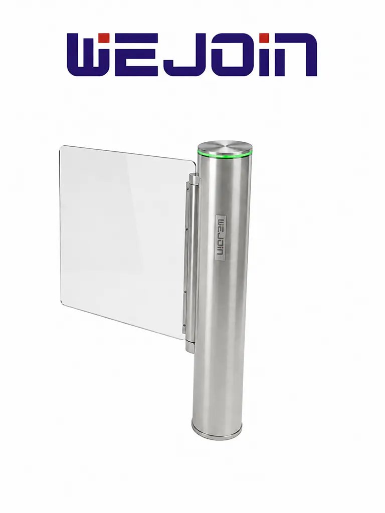 WEJOIN WJTBH301BL - Puerta de Cortesia Abatible Bidireccional, Para Alto Flujo, 3 Millones de Ciclos, 25 - 35 Aperturas por Minuto Aleta de Acrílico, Compatible con Cualquier Control de Acceso