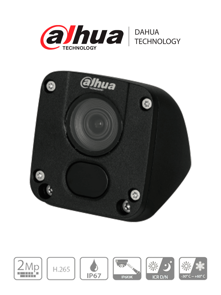 DAHUA DH-IPC-MW1230DN-HM12 - Cámara móvil IP, Tipo: cubo, Resolución: 1080p, Ideal para monitoreo en espacios reducidos, M12 6 Pines, Lente de 2.8mm, Apertura de 115°, IR de 30 metros, Protección IP67, Material metálico