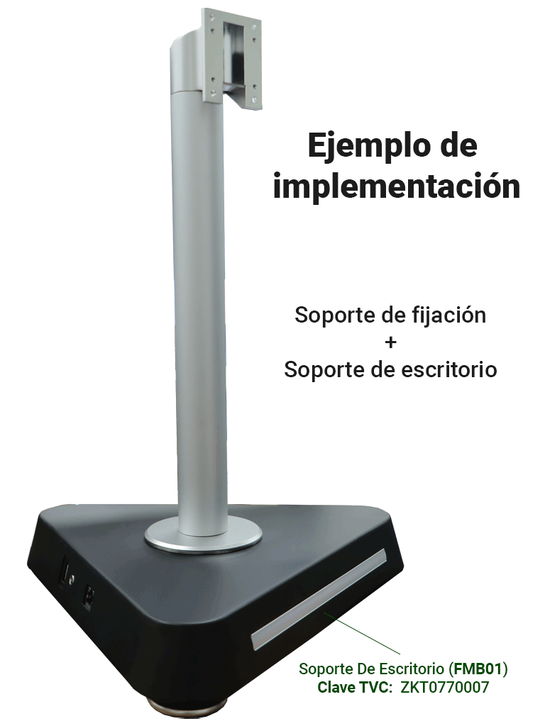 ZKTECO KJZ03 - Soporte de Fijación para Equipos Visible Light / Linea SpeedFaceV5L, ProFaceX y FaceDepot7BL / Acero Inoxidable / Compatible con Nuevos Pedestales FMB03 y FMB01