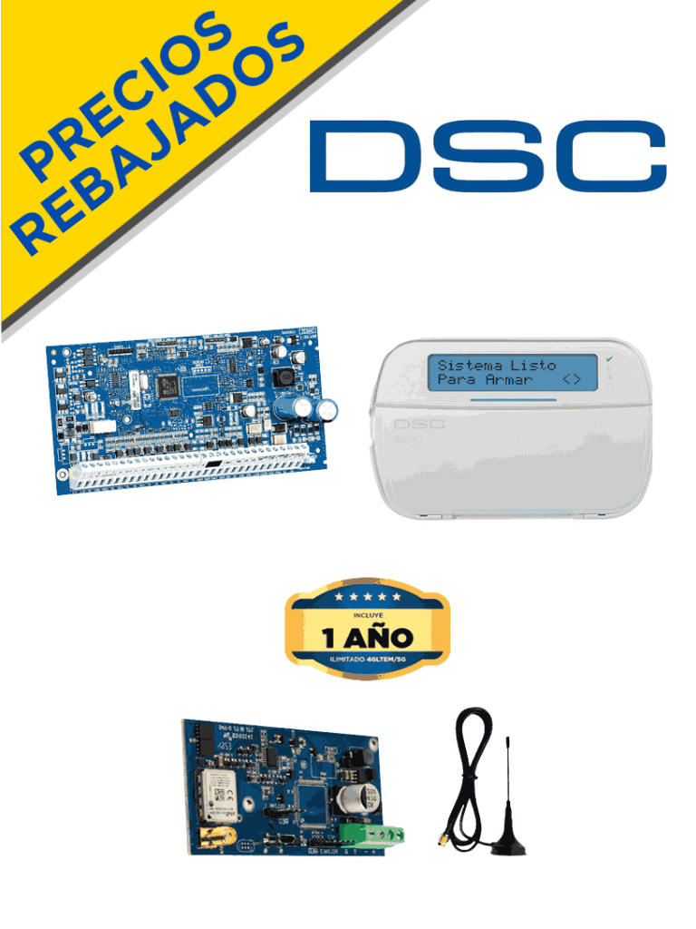 DSC NEO-LCD-LE4050M ACTUALIZACION- Kit Neo 32 Zonas  Panel HS2032 / Teclado Alfanumérico HS2LCDN/   Comunicador LE4050m con 1 año de servicio