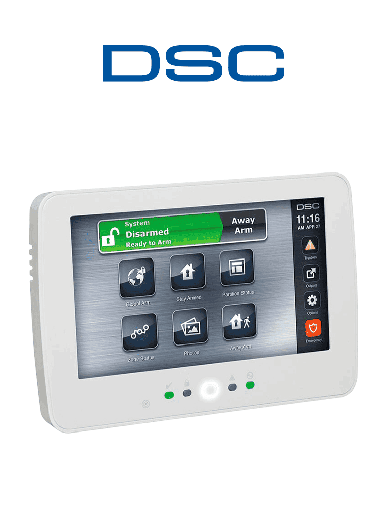 DSC HS2TCHPN - Teclado Cableado de Pantalla Táctil de 7’’ con Lector de Proximidad admite 128 zonas compatible con NEO · SKU DSC1170015