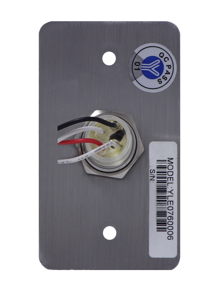 YLI YWP880BLED - Botón de Salida Mecánico, Indicador LED (Verde), Acero Inoxidable, 5-24 VCC, Función NO, Índice Protección IP68