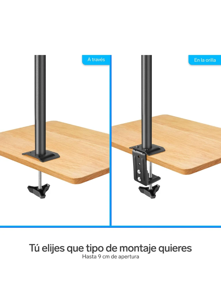 TCE LMG15NB - Soporte de Escritorio para 2 Monitores de 14 a 32" , Carga Máxima 9Kg por brazo , VESA 75x75mm / 100x100mm , Ajuste Inclinación y Rotación