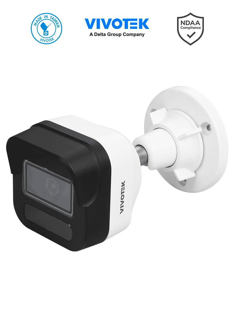 VIVOTEK IB9380-HV-V2 - Cámara IP bullet exterior 5 MP, H.265, Lente fijo 2.8mm, Smart IR 30m, WDR Pro, IA Smart Search, Microfono integrado, Ciberseguridad Trend Micro, Ranura MicroSD, IP66/IK10, NDAA, ONVIF · SKU VIV0030023
