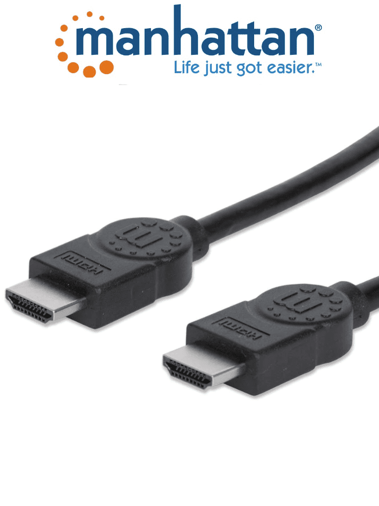 MANHATTAN 308816- Cable HDMI de Alta Velocidad de 1 Metro/ Resolucion 4K@30Hz/ Soporta 3D/ HDMI Macho a Macho/ Soporta Canal de Retorno de Audio (ARC)/ Blindado para Reducir Interferencia/