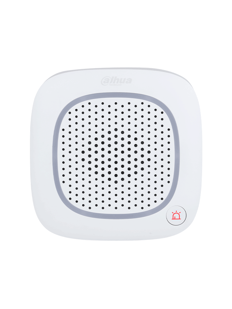 DAHUA DHI-ARA14-W2- Sirena intercom inalámbrica con audio bidireccional y múltiples sonidos (fuego, intrusión, pánico, médica y más), Botón de pánico, App DMSS, Frecuencia 433 MHz, Tecnología: AirShield, Compatible únicamente con HUB 2.0