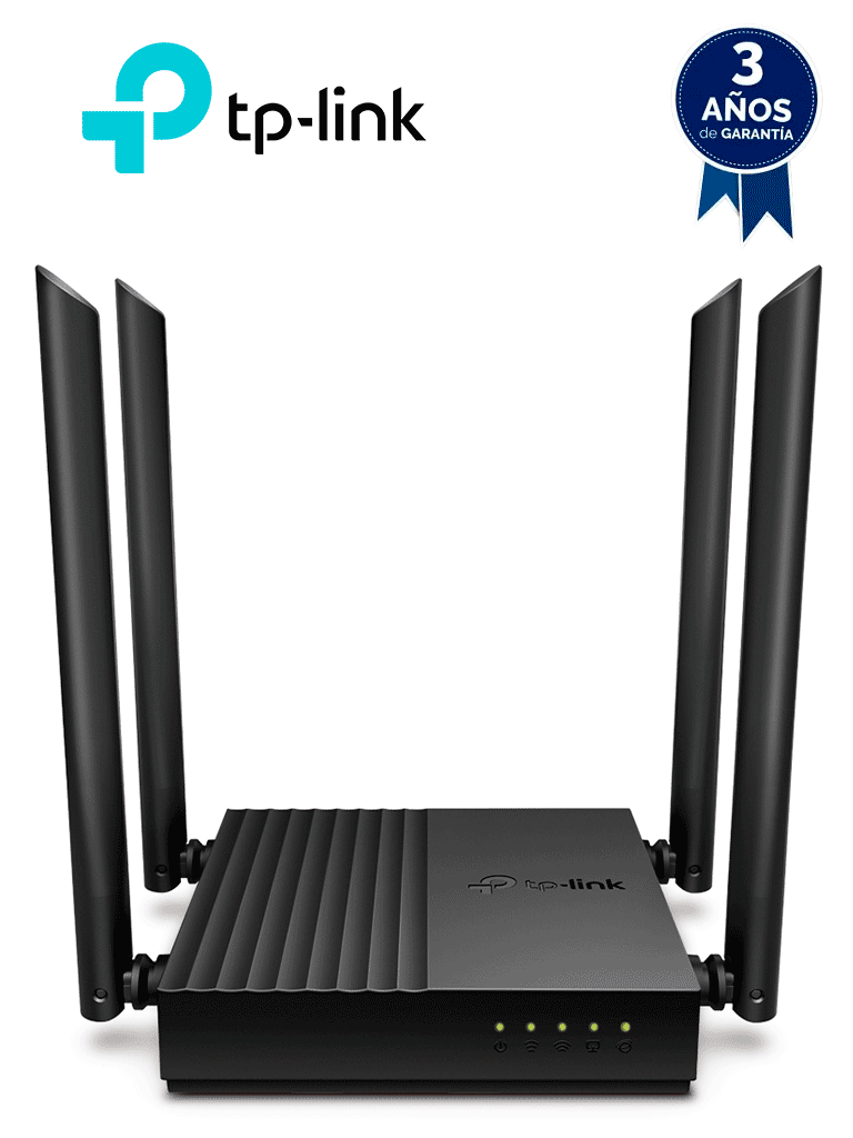 TP-LINK Archer C64 - Ruteador WiFi AC 1267Mbps con 1 puerto WAN y 4 puertos LAN RJ45 Gigabit Ethernet, MU-MIMO, 4 antenas fijas, en modos de enrutador y punto de acceso, con Beamforming — TP-Link · SKU TPL3660014