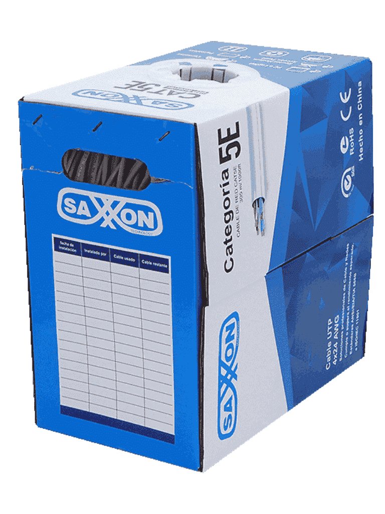 SAXXON OUTP5ECCA305BC - Bobina de Cable UTP Cat5e/ 305 Metros/ CCA/ Color Blanco/ Uso Interior/ Cert ISO9001/ UL 444/ RoSH/ ANSI/ TIA/ EI-568B