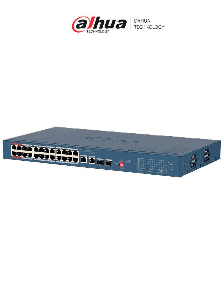 DAHUA DH-CS4220-16GT-190-V2 - Switch de 16 Puertos Gigabit PoE/ PoE inteligente/ Puerto Rojo de Hasta 90W/ 190W Totales/ 2 Puertos SFP/ PoE Watchdog/ switching de 40 Gbps/ Prot. Avanzada Contra Descargas/ Administrable a Través de DoLynk Care/ — Dahua Technology · SKU DHT3720077