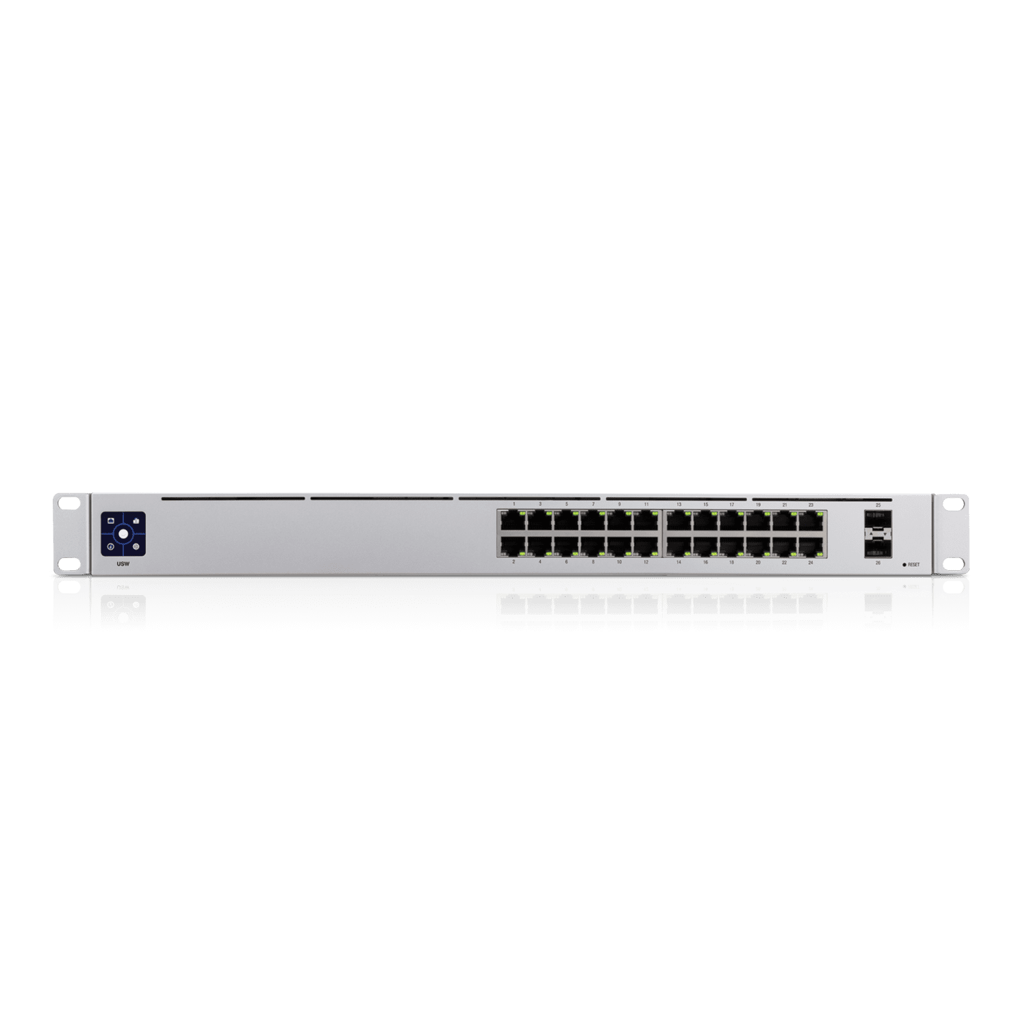 UBIQUITI USW-24 UniFi Switch Capa 2 de 24 puertos 10/100/1000 Mbps más 2 puertos 1G SFP, con pantalla informa