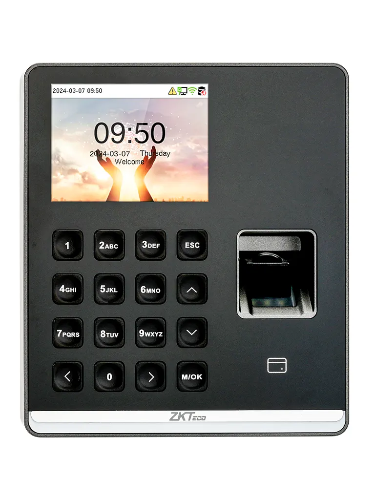 ZKTECO SenseFP M1 - Control de Asistencia con Huella Digital BioID+ (500), Tarjeta de Proximidad 125 kHz (500), Contraseña (500), 100,000 Eventos y Conexión Wi-Fi (Compatible con ZKBio Zlink)
