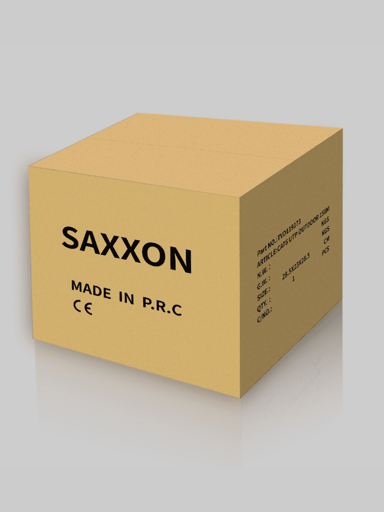 SAXXON OUTP6COP150NE - Bobina de Cable UTP Cat6 100% Cobre/ 150 Metros/ Uso Exterior/ Cubierta LDPE/ 4 Pares/ Soporta Pruebas de Rendimiento/ Cumple con Estandares ISO / IEC 11801 Ed2; EIA / TIA568B/ UL/  Ideal para Cableado de Redes y Video/