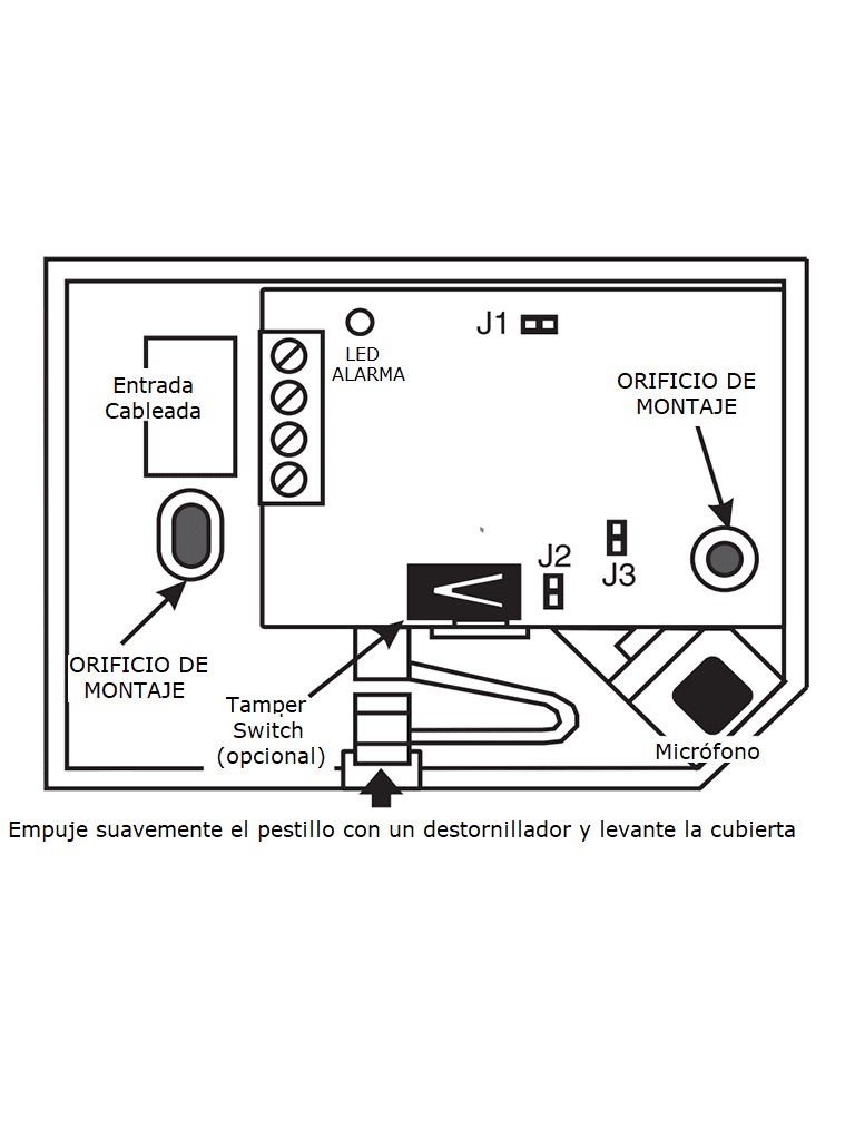 DSC AC100 - Detectores de Rotura de Cristal acústico omnidireccional cableado