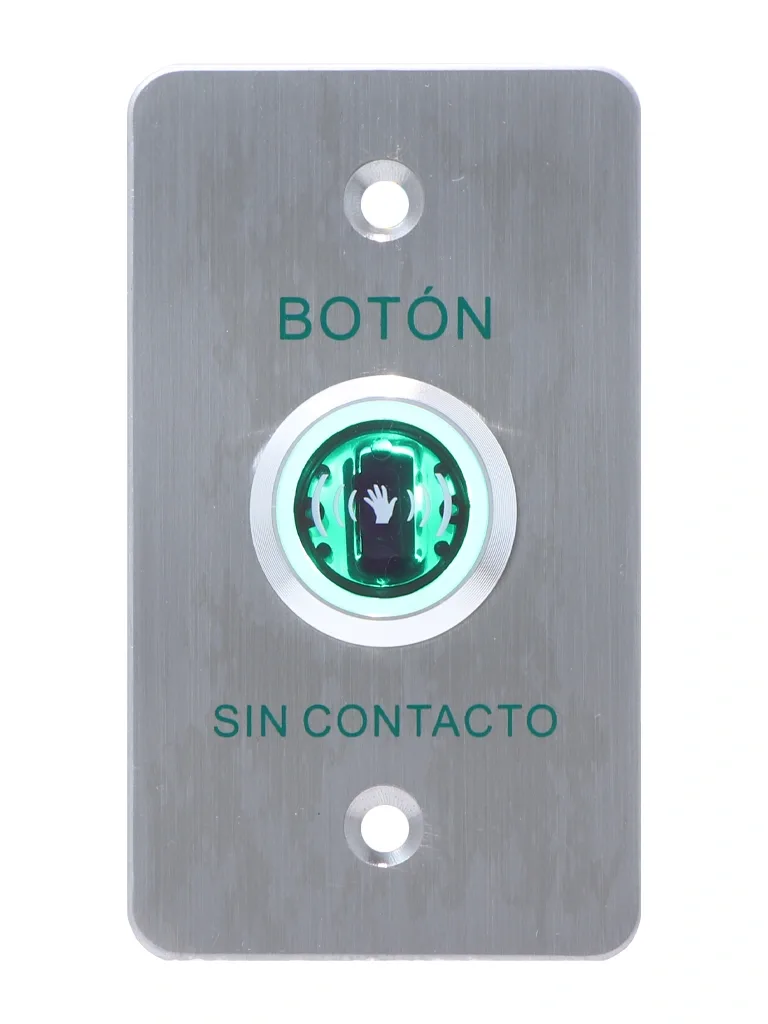 YLI ISK841BLED - Botón de Salida sin Contacto, Indicador LED, Acero Inoxidable, 12 VCC, Función NC/NO, Distancia de Detección y Retardo del Relevador Ajustables