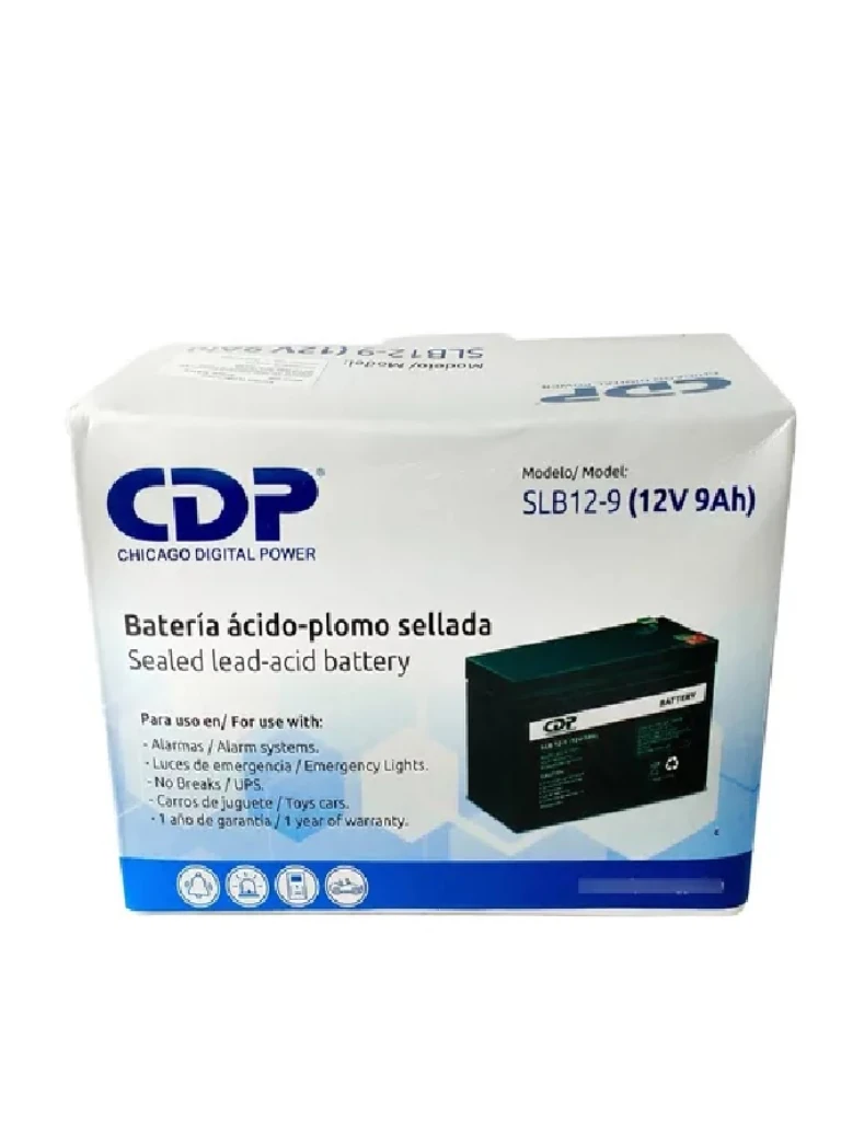 CDP - B-12/9 SLB 12-9 - Bateria de respaldo / 12V a 9A / Libre de mantenimiento / Fácil instalación / Compatible con CCTV y DSC