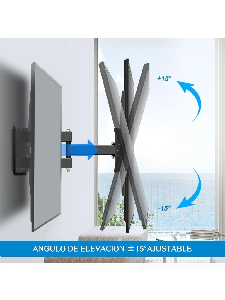 TCE LMEPB64EW - Soporte de Pared Articulado para Pantallas de 26 a 70" , Carga Máxima 45 Kg , VESA 400X400mm, Angulo de Inclinación 15°, Giro 90°