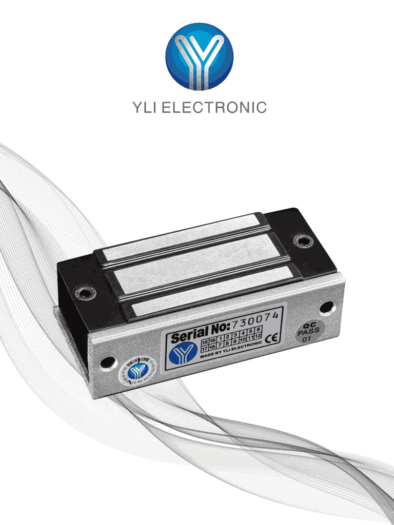 YLI YM60 - Cerradura Magnética para Control de Acceso / Fuerza de Sujeción 60 Kg o 120 Lb / 12 VDC / Para puertas de madera, vidrio y metálicas / Uso interior / Compatible con Soporte MBK70Z — YLI ELECTRONIC · SKU 74111