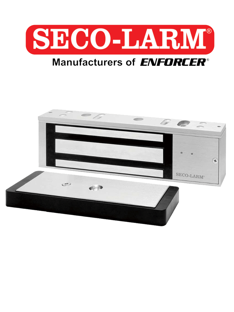 E941SA1K2DPSQ - Cerradura Electromagnética De 1200 Lb / Led De Estado / Sensor De Adherencia / Sensor De Posición De La Puerta / 12/24 VDC / Homologada UL — SECO-LARM · SKU SEC0850007