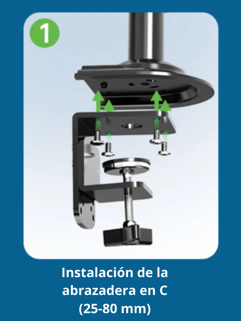 TCE H180  - Soporte de Escritorio Articulado para 2 monitores de 13 a 27" , Carga Máxima 9kg por brazo , VESA 75x75mm / 100x100mm , Ajuste de Inclinación y Rotación