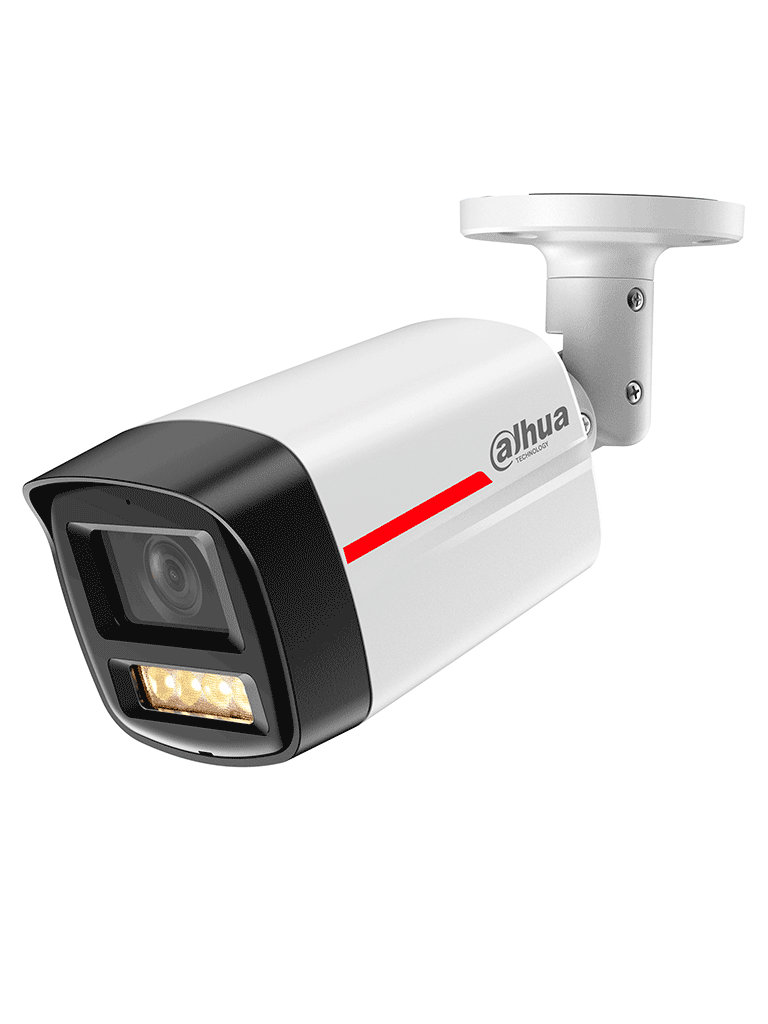 DAHUA DH-IPC-HFW2249TLP-S-LED-0280B-PRO- Cámara IP Bullet de 2MP/WizColor/ WizSense/SMD Plus/ Protección Perimetral/ Detección de movimiento inteligente/ Lente 2.8mm/  Luz Cálida 50m/ Micrófono/ Ranura para Micro SD/ IP67/