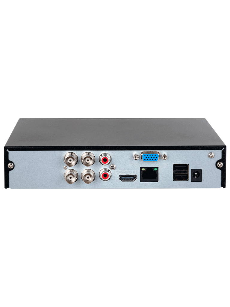 DAHUA KITXVR1B04-I1MP-2.8 - Kit de 4 canales con cámaras B1A11 de 1 MP, lente de 2.8mm y ángulo de visión 93°. Soporta 4 canales más 1 IP o hasta 5 canales IP, tecnología SMD Plus, búsqueda de humanos y vehículos