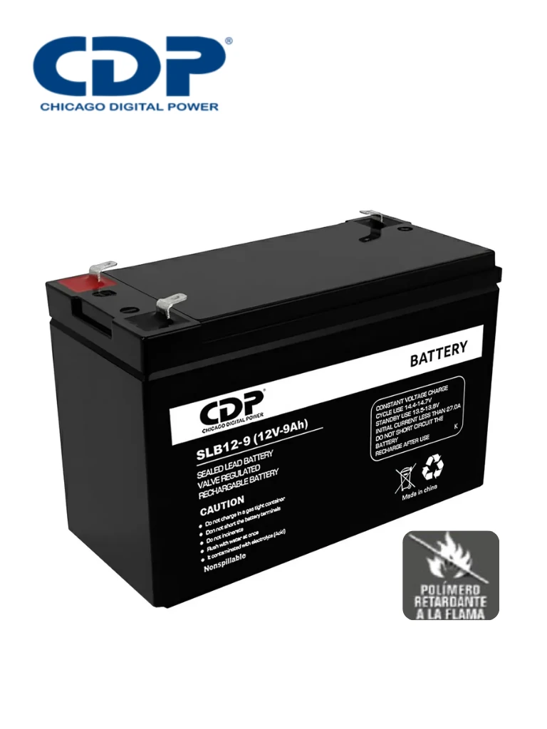 CDP - B-12/9 SLB 12-9 - Bateria de respaldo / 12V a 9A / Libre de mantenimiento / Fácil instalación / Compatible con CCTV y DSC
